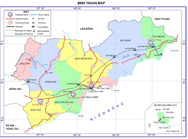 Bản đồ Bình Thuận - Tiềm năng phát triển du lịch và bất động sản Bình Thuận